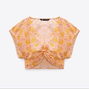 ZARA Printed Linen Top